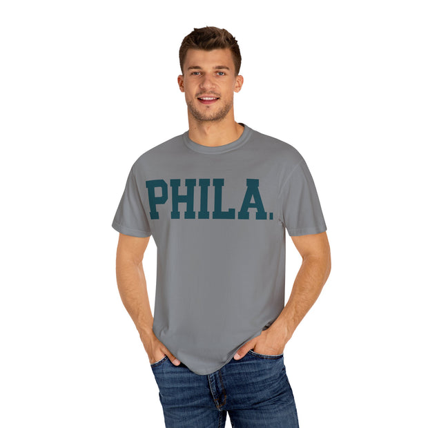 Phila. Philadelphia Unisex Garment-Dyed T-shirt, Philly Green Tee with Eagle Detail, Football Fan Shirt, Sports Apparel, Game Day Top