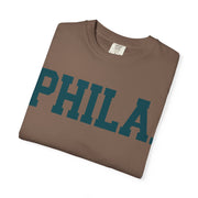 Phila. Philadelphia Unisex Garment-Dyed T-shirt, Philly Green Tee with Eagle Detail, Football Fan Shirt, Sports Apparel, Game Day Top
