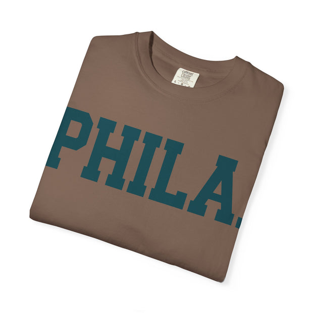 Phila. Philadelphia Unisex Garment-Dyed T-shirt, Philly Green Tee with Eagle Detail, Football Fan Shirt, Sports Apparel, Game Day Top