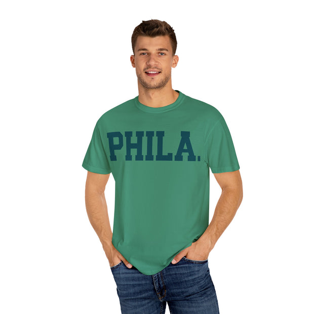 Phila. Philadelphia Unisex Garment-Dyed T-shirt, Philly Green Tee with Eagle Detail, Football Fan Shirt, Sports Apparel, Game Day Top